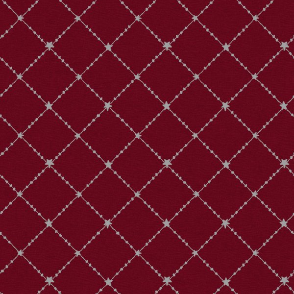 Toile cire  motifs 140 cm - Carrs gris sur rouge