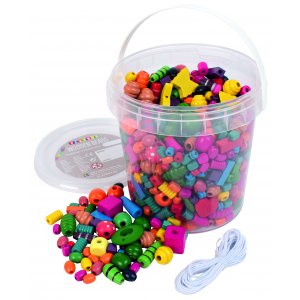 Perles en bois en seau - 250 g