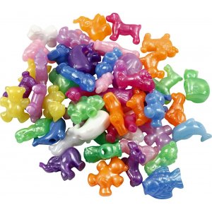 Perles en plastique - couleurs vives - brillantes - 125 ml Perles en plastique - couleurs vives - brillantes - 125 ml