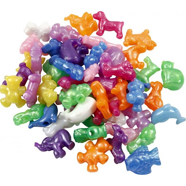 Perles en plastique - couleurs vives - brillantes - 125 ml