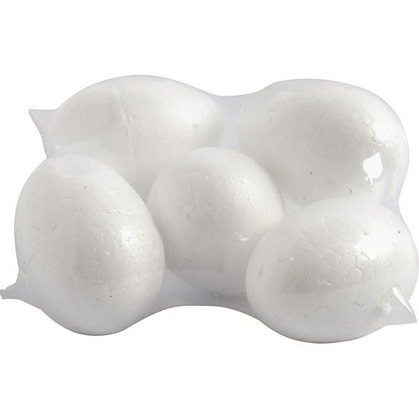 Oeufs Frigolit - Blanc - H6 cm - 5 pcs Oeufs Frigolit - Blanc - H6 cm - 5 pcs
