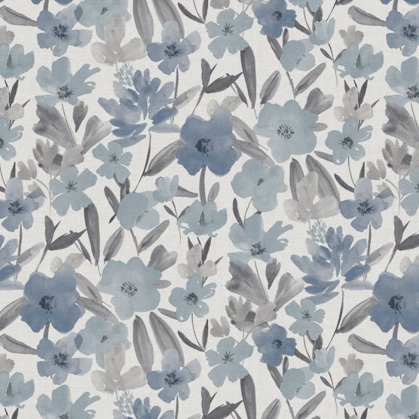 Toile cire PVC Fleur - Bleu