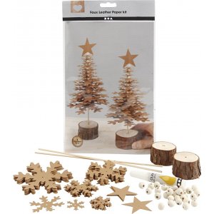 Artisanat de Noël - Sapin de Noël en papier cuir - naturel - 2 pcs Artisanat de Noël - Sapin de Noël en papier cuir - naturel - 2 pcs
