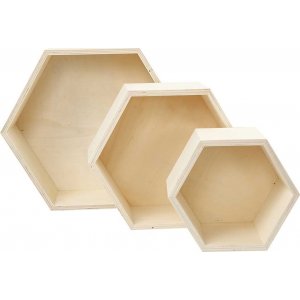 Boîtes de rangement - hexagonales - 3 pcs Boîtes de rangement - hexagonales - 3 pcs