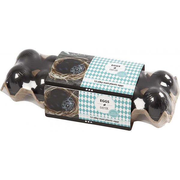 Oeufs en plastique - noirs - 12 pcs