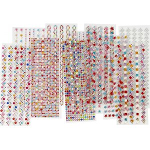 Strass - Ø2-10 mm - 27 x 9 cm, 12 feuilles, Le contenu peut varier Strass - Ø2-10 mm - 27 x 9 cm, 12 feuilles, Le contenu peut varier