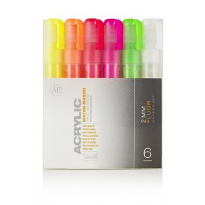 Ensemble de marqueurs acryliques Montana - 2 mm, 6 stylos - Fluor Ensemble de marqueurs acryliques Montana - 2 mm, 6 stylos - Fluor