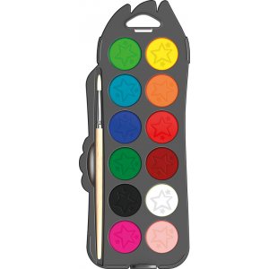 Peinture enfant - Maped - Palette aquarelle Color' peps 30mm x12 + pinceau Peinture enfant - Maped - Palette aquarelle Color' peps 30mm x12 + pinceau