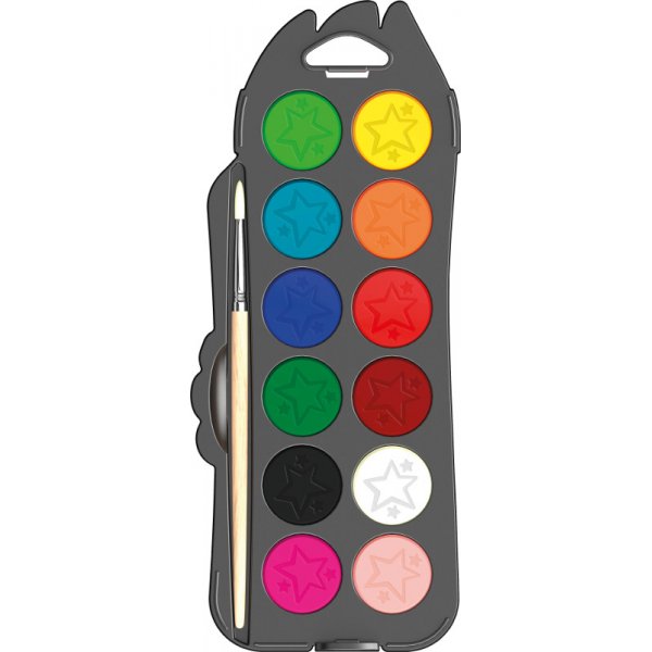 Peinture enfant - Maped - Palette aquarelle Color' peps 30mm x12 + pinceau