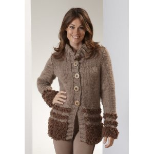 Patron tricot - Cardigan à rayures fourrure Patron tricot - Cardigan à rayures fourrure