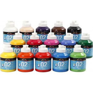 Peinture scolaire - Acrylique - couleurs mélangées - mate - 15 x 500 ml Peinture scolaire - Acrylique - couleurs mélangées - mate - 15 x 500 ml