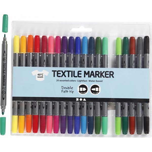 Marqueurs textiles - couleurs standards - 20 pcs