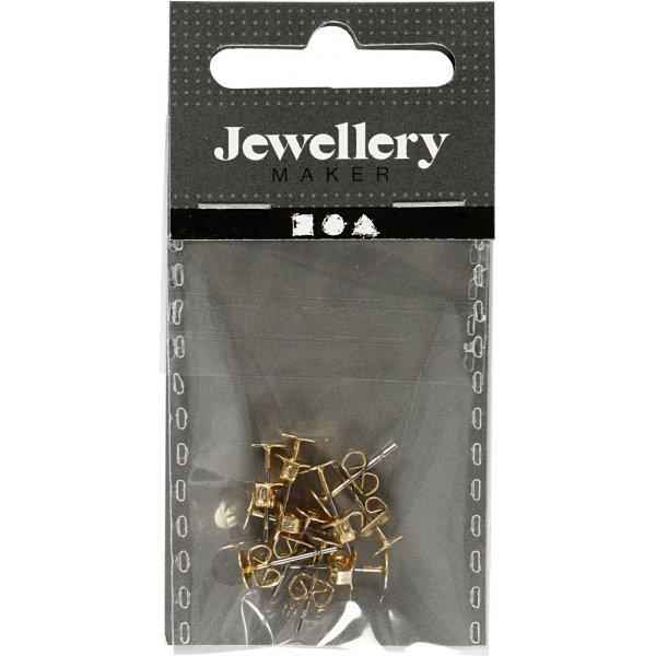 Clous d'oreilles avec plaque - plaqué or - 10 pcs Clous d'oreilles avec plaque - plaqué or - 10 pcs