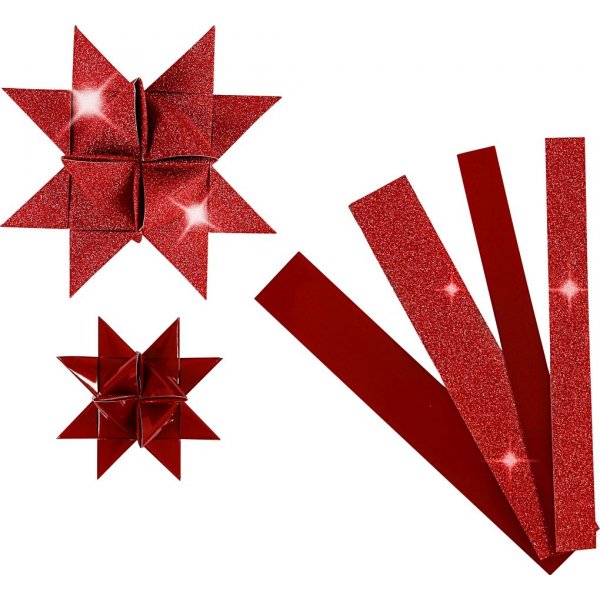Bandes toiles - rouge - paillettes, vernis - 6,5+11,5 cm - 40 bandes