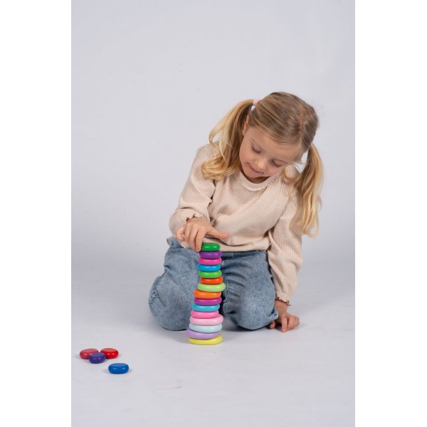 Pierres rondes en bois colorées 20 pcs Pierres rondes en bois colorées 20 pcs