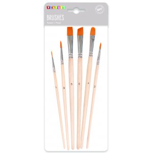 Set de pinceaux ronds et plats - 6 pcs Set de pinceaux ronds et plats - 6 pcs
