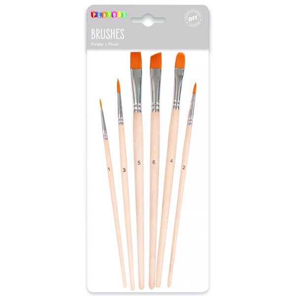 Set de pinceaux ronds et plats - 6 pcs Set de pinceaux ronds et plats - 6 pcs