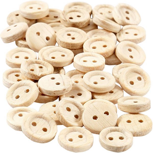 Boutons en bois Ø11 mm - 50 pcs Boutons en bois Ø11 mm - 50 pcs