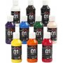 Peinture scolaire - Acrylique - couleurs mlanges - brillante - 10 x 100 ml