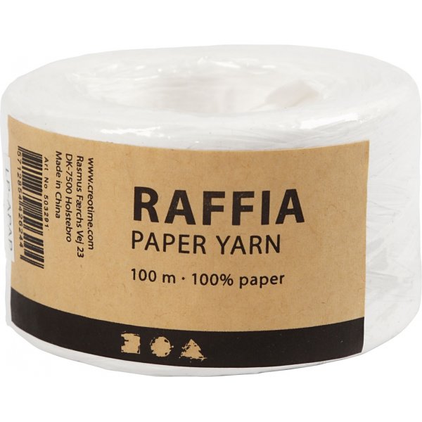Fil de papier raphia - blanc - 100 m