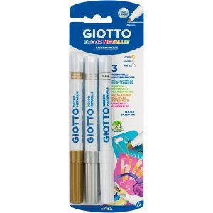 Marqueurs Giotto Decor Metal - Or/Argent/Blanc Marqueurs Giotto Decor Metal - Or/Argent/Blanc