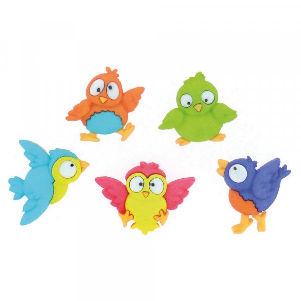 Boutons multicolores 20x19 - 26x21 mm - Oiseaux