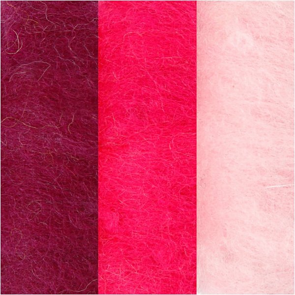 Laine cardée - harmonie violet/rose - 3 x 10 g Laine cardée - harmonie violet/rose - 3 x 10 g