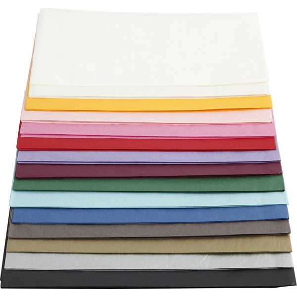 Papier de soie - couleurs mlanges - 50 x 70 cm - 14 g -15 x 2 feuilles