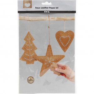 Kit DIY - Figurines de Noël en papier cuir - Beige Kit DIY - Figurines de Noël en papier cuir - Beige