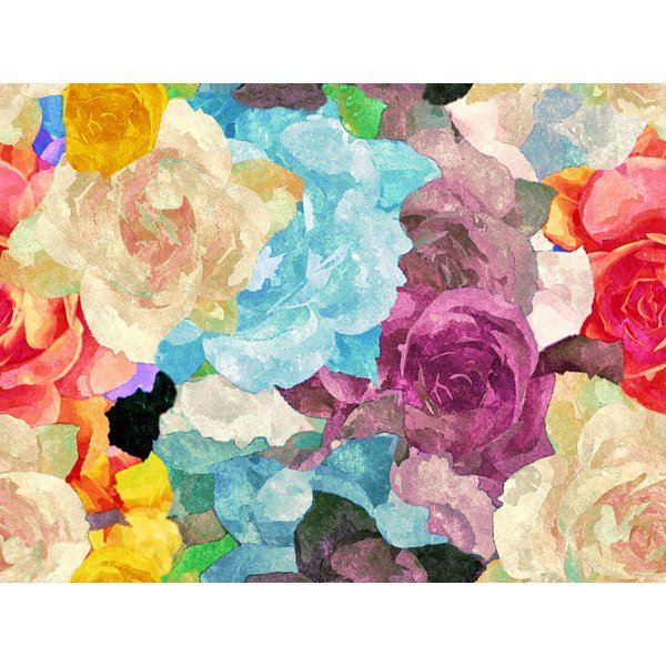 Jersey  motifs 145 cm - Roses aquarelles
