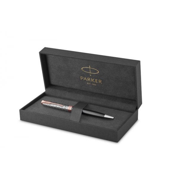 Stylo bille Parker Sonnet - Mtal & Gris PGT - Bleu moyen