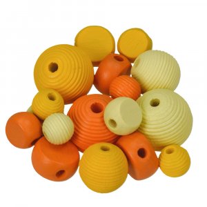 Perles en bois - mélange jaune 25 pcs. mélange de couleurs et de formes Perles en bois - mélange jaune 25 pcs. mélange de couleurs et de formes