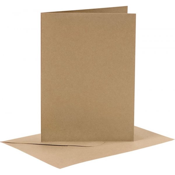 Cartes et enveloppes - naturel - 11,5 x 16,5 cm - 6 sets