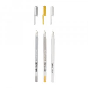Stylos gel Sakura Gelly Roll - 3 stylos (Or, Argent, Blanc) Stylos gel Sakura Gelly Roll - 3 stylos (Or, Argent, Blanc)