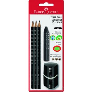 Set de crayons Faber-Castell Grip 2001 - Crayon, Taille-crayon et Gomme Set de crayons Faber-Castell Grip 2001 - Crayon, Taille-crayon et Gomme