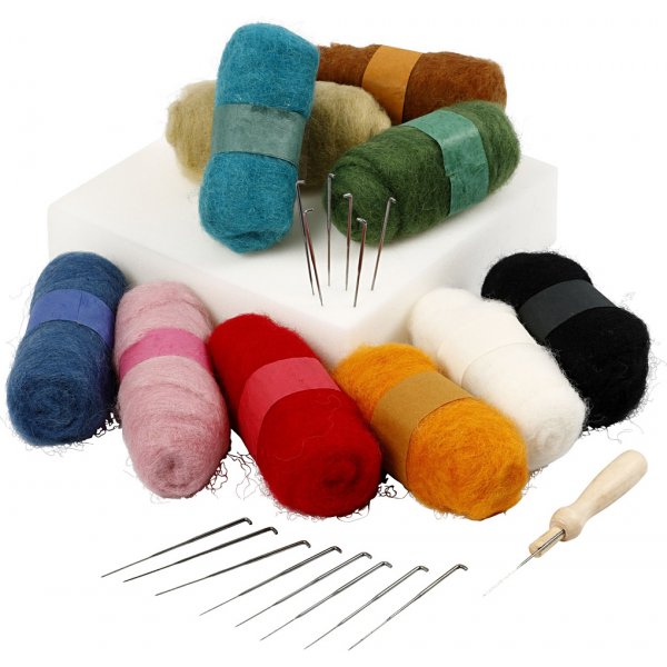 Feutrage à l'aiguille - set de démarrage - couleurs mélangées Feutrage à l'aiguille - set de démarrage - couleurs mélangées