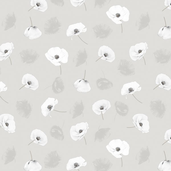 Toile cire PVC Coquelicot - Gris