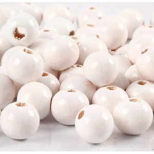 Perles en bois - Ø10 mm - blanches - 20 g Perles en bois - Ø10 mm - blanches - 20 g