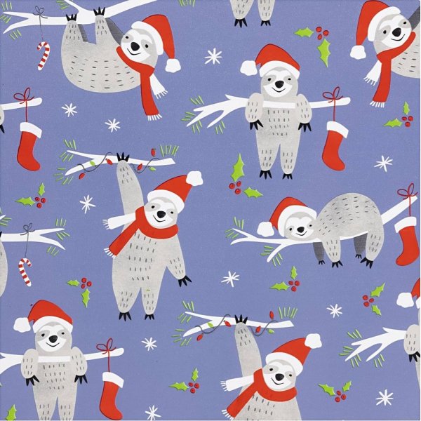 Papier cadeau - violet - Paresseux - 100 m