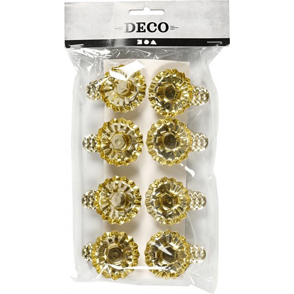 Clips lumineux - plaqués or - Ø40 mm - 8 pcs Clips lumineux - plaqués or - Ø40 mm - 8 pcs