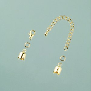 Embout tulipe 8 mm - plaqué or, 1 paire avec chaîne Embout tulipe 8 mm - plaqué or, 1 paire avec chaîne