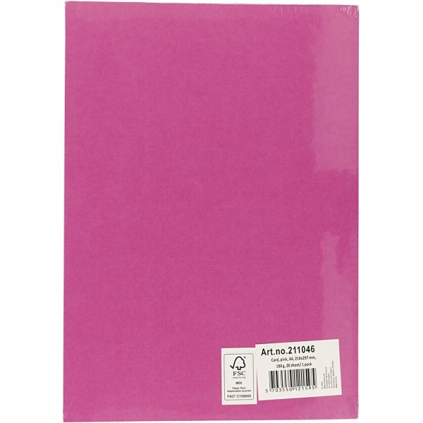 Carton color - rose - A4 - 180 g - 20 feuilles