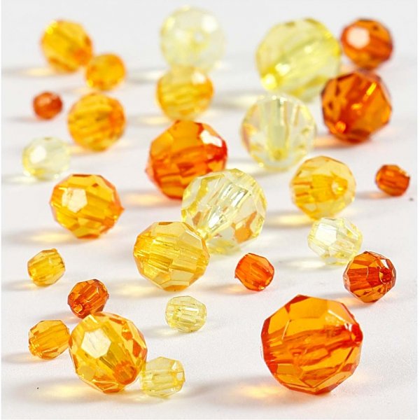 Perles en plastique  facettes Harmony - mixtes - jaune - 45 g