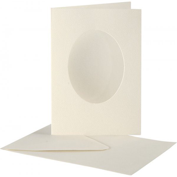 Carte passe-partout avec enveloppe - blanc cass - ovale - 10 sets