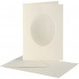 Carte passe-partout avec enveloppe - blanc cass - ovale - 10 sets