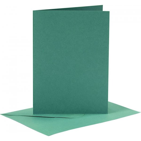 Cartes et enveloppes - vert fonc - 11,5 x 16,5 cm - 6 sets