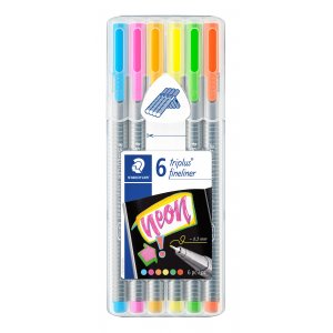Fineliners Triplus 0,3 mm Néon - 6 stylos Fineliners Triplus 0,3 mm Néon - 6 stylos