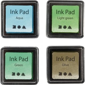 Tampon encreur - vert - vert clair - olive - aqua - 4 pcs Tampon encreur - vert - vert clair - olive - aqua - 4 pcs