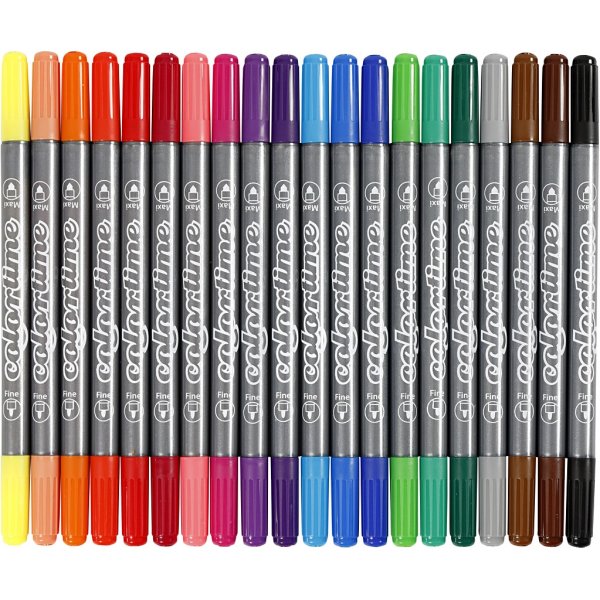 Marqueur Colortime Double - couleurs standards - 20 pcs
