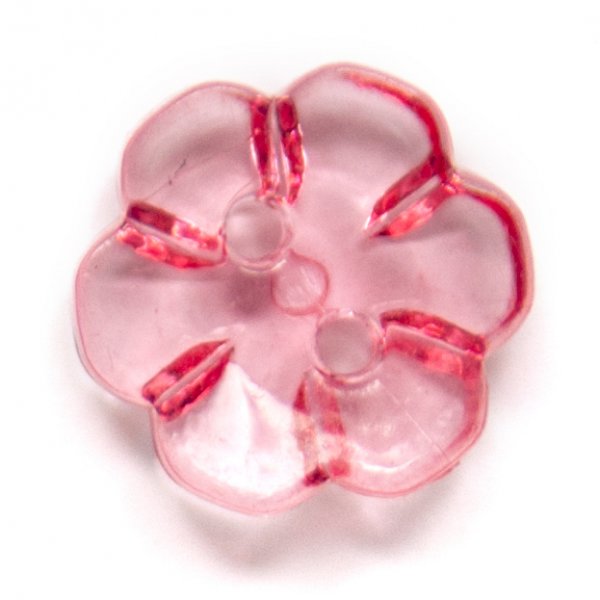 Bouton Fleur 1 trou 13 mm 5pcs - Rose transparent